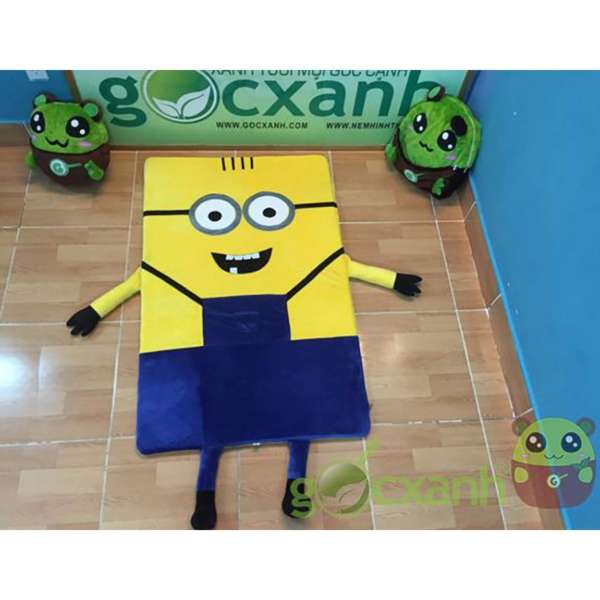 Nệm mỏng minion cao su nhân tạo êm 74x120 (xanh dương)