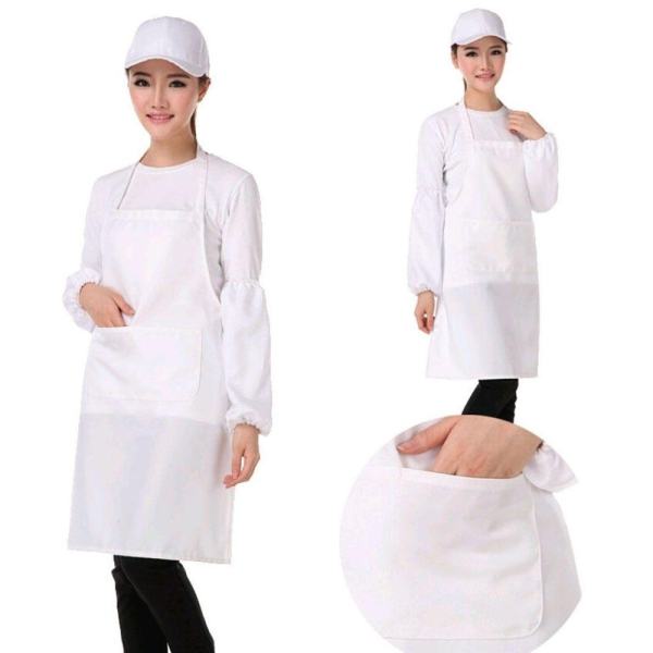 New Chef Pockets Bib Apron Restaurant Commercial Kitchen Chef Bib Apron 6 Colors (White)