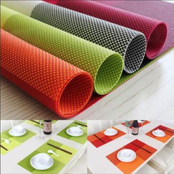 Mới NHỰA PVC Chống Thấm Nước Placemats Cách Nhiệt Thảm Bàn Đế Lót Ly Nhà Bếp Bàn Ăn-quốc tế