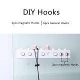 niceEshop DIY Assembling Building Blocks Wall Hooks,Bathroom Self-adhesive Towel Hanger Hooks Wall Mount Key Rack Organizer,White+Pink