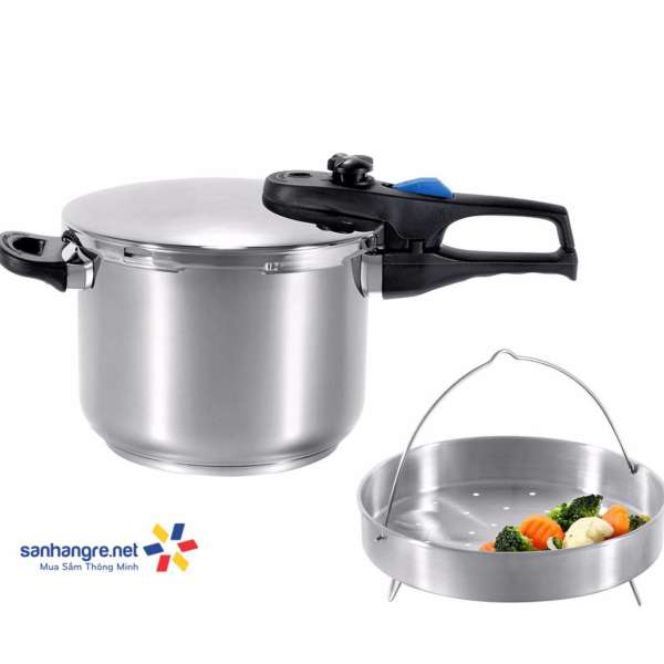 Nồi áp suất Inox 304 ELO Praktika Plus XL 6L +Tặng kèm 1 giỏ Inox 20cm(Bạc)