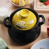 Nồi canh cao cấp Bealu 3.5L thân bầu, nắp hoa văn (Vàng)