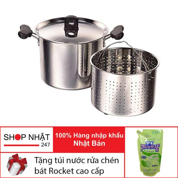 Nồi inox hấp, luộc rau củ cao cấp Nhật Bản + Tặng nước rửa bát Rocket