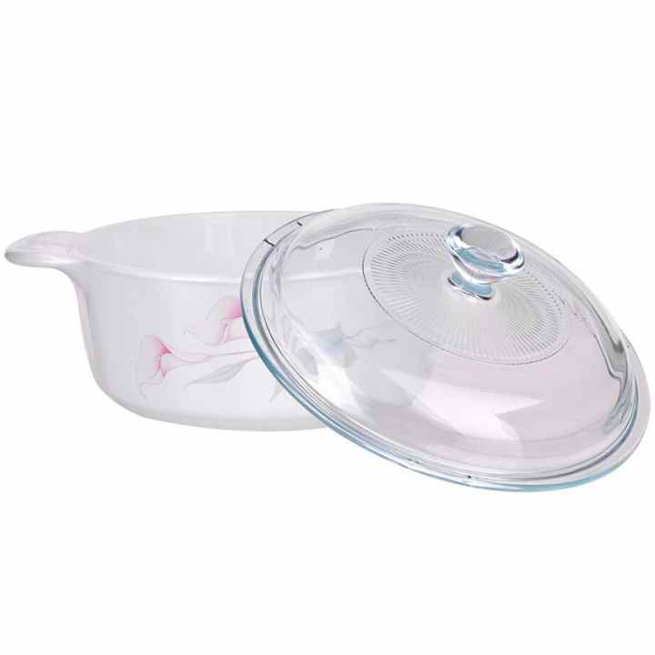 Nồi thuỷ tinh tròn Corningware P-8-LV 0.8L (Trắng hoa văn)
