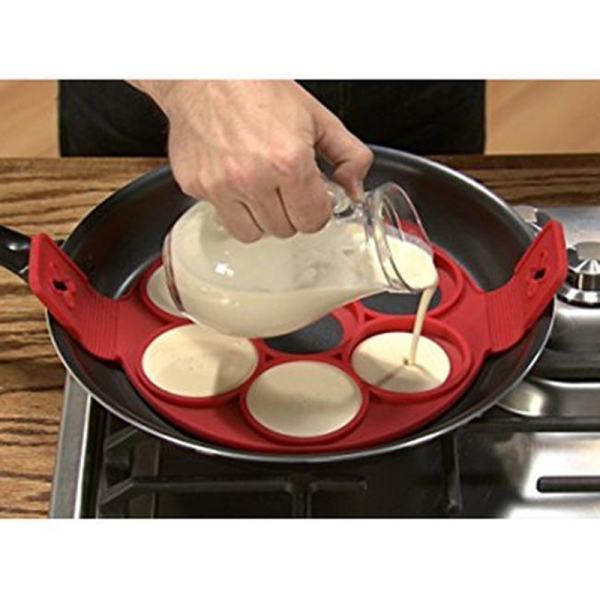 Không Dính Chảo Rán Bánh Pancake Lật Ăn Sáng Máy Làm Trứng Trứng Tráng Flipjack Dụng Cụ LÊN, Đỏ-quốc tế