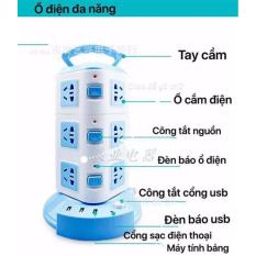 Ổ cắm điện đa năng 3 tầng kiêm cổng sạc cho các loại Smatphone.