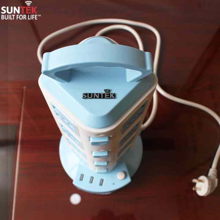 Ổ cắm điện SUNTEK đa năng 4 tầng 16 chân cắm điện, 3 cổng USB + Tặng cáp sạc đa năng