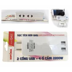 Ổ cắm điện kèm sạc điện thoại ổ cắm sạc điện thoại đa năng kèm 2 cổng usb 5v Q4U SOPOKA