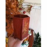ỐNG ĐỰNG BÚT GỖ HƯƠNG khảm xà cừ  (OB02)