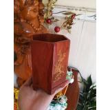 ỐNG ĐỰNG BÚT GỖ HƯƠNG khảm xà cừ  (OB02)