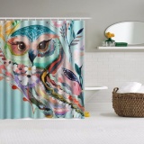 Owl Decor Floral Owl Design Waterproof Polyester Fabric Shower Curtain 12 Hooks - intl