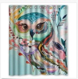 Owl Decor Floral Owl Design Waterproof Polyester Fabric Shower Curtain 12 Hooks - intl