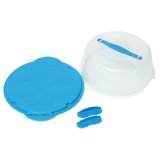 Portable Locking Cake Caddy Pretension Box Tub Cupcake Carrier Storage Container Light Blue - intl