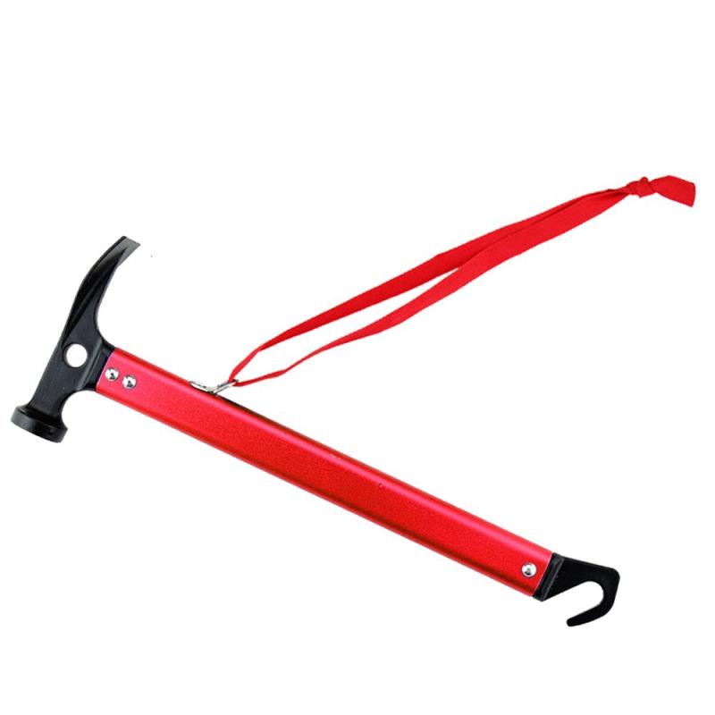 Portable Multi Function Aluminum Outdoor Camping Tent Stakes Mallet Hammer for Outdoor Tapping Picking Nails Pegs Red - intl