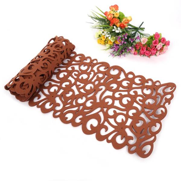 epayst Rectangle Shape Hollow Flower Tablecloth Household Decorations(Light Coffee)