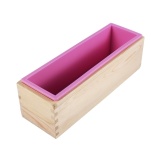 Rectangle Silicone Liner Soap Mould Wooden Box DIY Making Tool Bake Cake Bread Toast Mold - intl