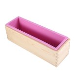 Rectangle Silicone Liner Soap Mould Wooden Box DIY Making Tool Bake Cake Bread Toast Mold - intl