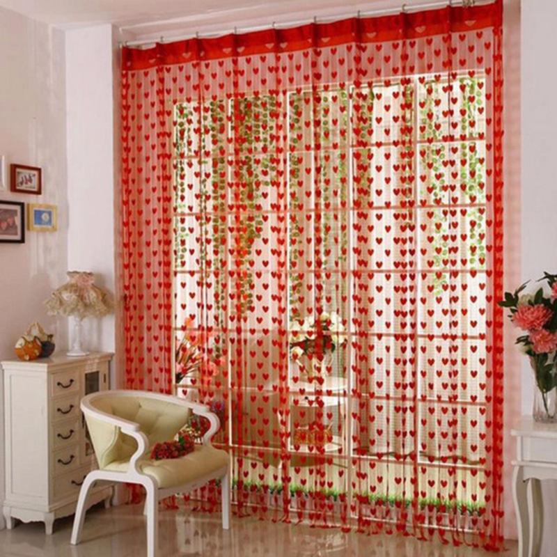 Rèm cửa, rèm cửa sổ trang trí nhà cửa, rèm cửa trái tim độc đáo, chất liệu vải cotton mềm mại có kích thước 186cmx100cm