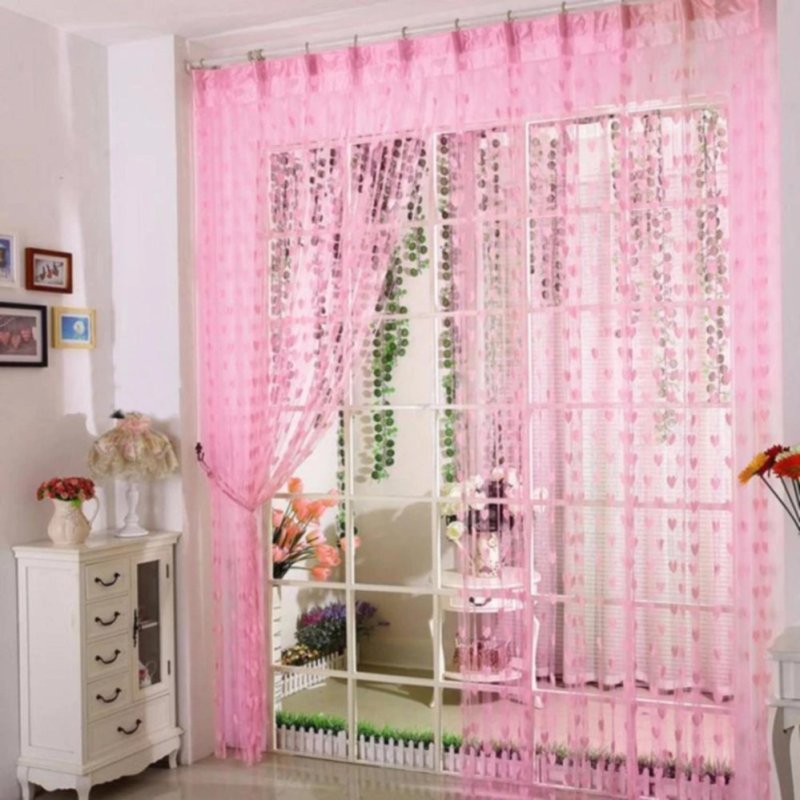 Rèm cửa, rèm cửa sổ trang trí nhà cửa, rèm cửa trái tim độc đáo, chất liệu vải cotton mềm mại có kích thước 186cmx100cm