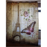 Retro Eiffel Tower & Butterfly Shower Curtain Bathroom Waterproof Fabric