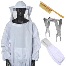 Bộ 5 Cái Nuôi Ong Dụng Cụ Trắng Bảo Vệ Phù Hợp Với Áo Khoác Smock Găng Tay Ong Bàn Chải Tổ Ong Khung Giá Đỡ Nuôi Ong Thiết Bị Vật Tư- Quốc Tế By Duha