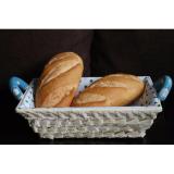 Set 5 rổ / giỏ đan lá buông lót vải êm có quai cầm bằng SỨ, đựng thực phẩm, đồ khô, trái cây, bánh kẹo (Storage Basket with porcelain handles) - Hình chữ nhật