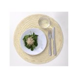 Set 5 tấm đế lót bàn ăn bằng lá buông dệt tay (Palm Slip Place Mat)-Màu trắng kem