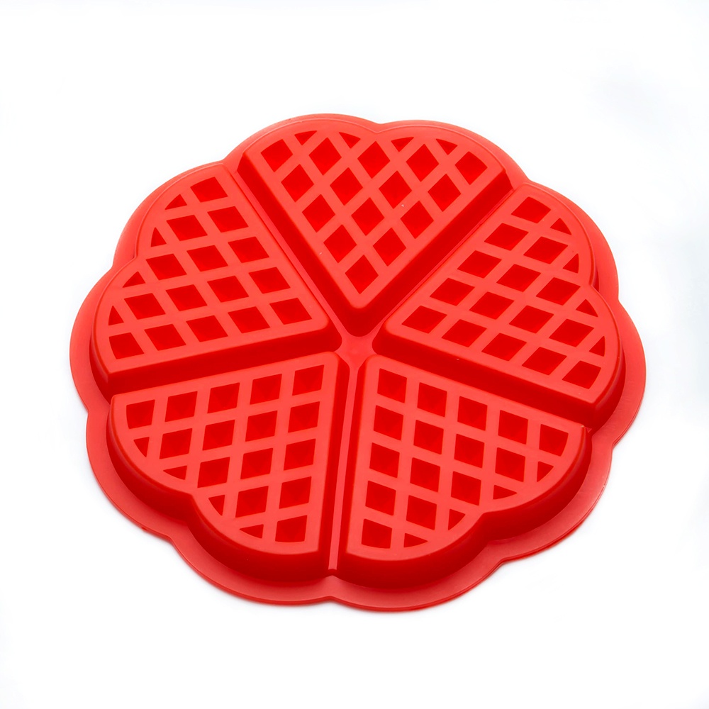Silicone Waffle Mold Maker Pan Microwave Baking Cookie Cake Muffin Bakeware Cooking Tools Kitchen Accessories Supplies,Red - intl
