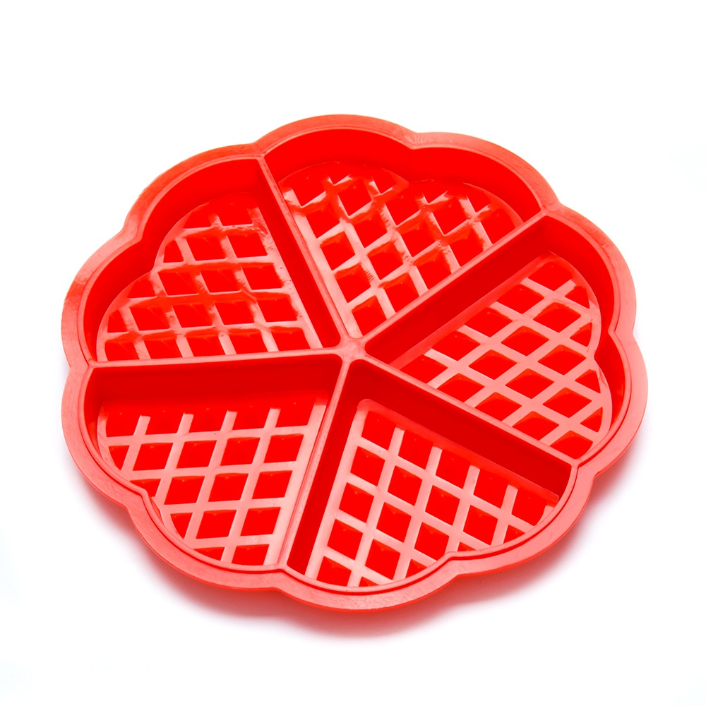 Silicone Waffle Mold Maker Pan Microwave Baking Cookie Cake Muffin Bakeware Cooking Tools Kitchen Accessories Supplies,Red - intl