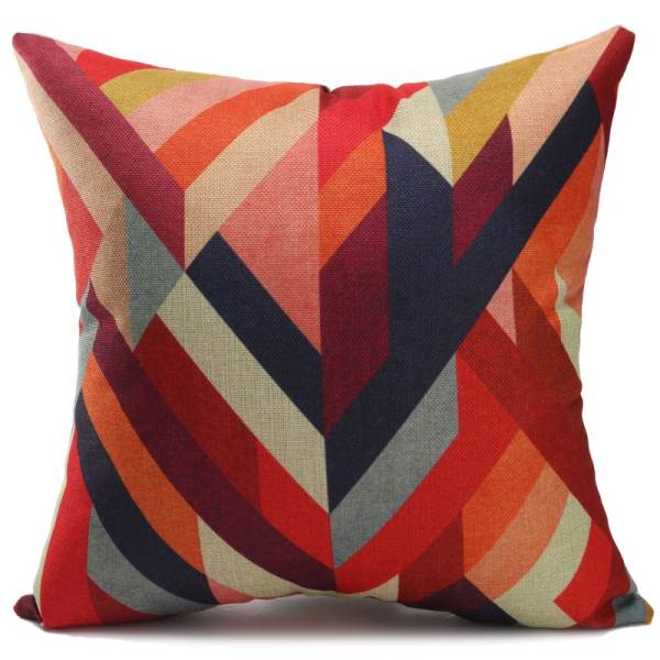 Simple Geometric Cotton Linen Pillow Case Home Sofa Back Throw Cushion Cover - intl