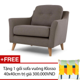 Sofa đơn cao cấp Klosso GĐ009 (Nâu) + Tặng 1 gối sofa vuông Klosso 40x40cm màu sắc ngẫu nhiên