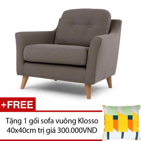 Sofa đơn cao cấp Klosso GĐ009 (Nâu) + Tặng 1 gối sofa vuông Klosso 40x40cm màu sắc ngẫu nhiên