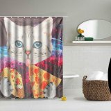 Space Nebula Universe Cat Pizza Home Bathroom Shower Curtain Polyester Hook Set - intl