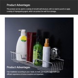 Stainless Steel Kitchen Bathroom Shower Shelf Storage Suction Basket Caddy Rack - intl