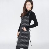 Stripe Apron Chef Waiter BBQ Restaurant Home Kitchen Cooking Black And White Stripe Apron - intl