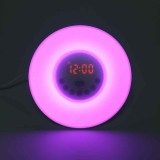 Đồng hồ LED RGB Đèn có Đồng Hồ Báo Thức Kỹ Thuật Số Đánh thức FM Đài Phát Thanh Nhiều Màu Sắc-quốc tế