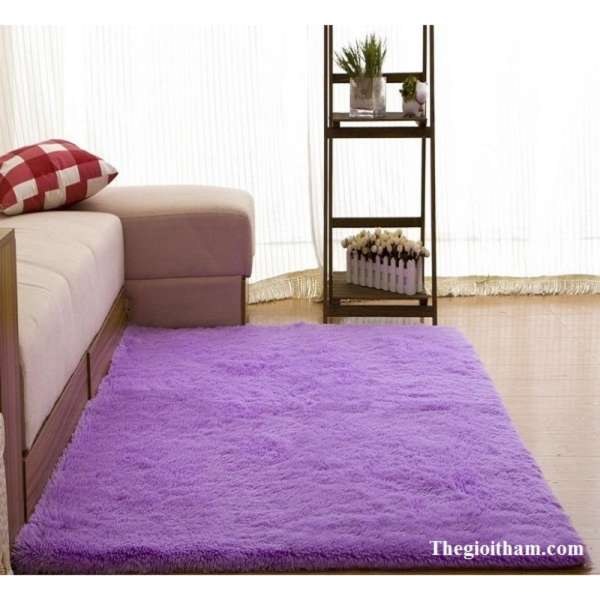 Thảm lông trải sàn phòng khách cao cấp 1m6x2m (Màu tím) - Kmart