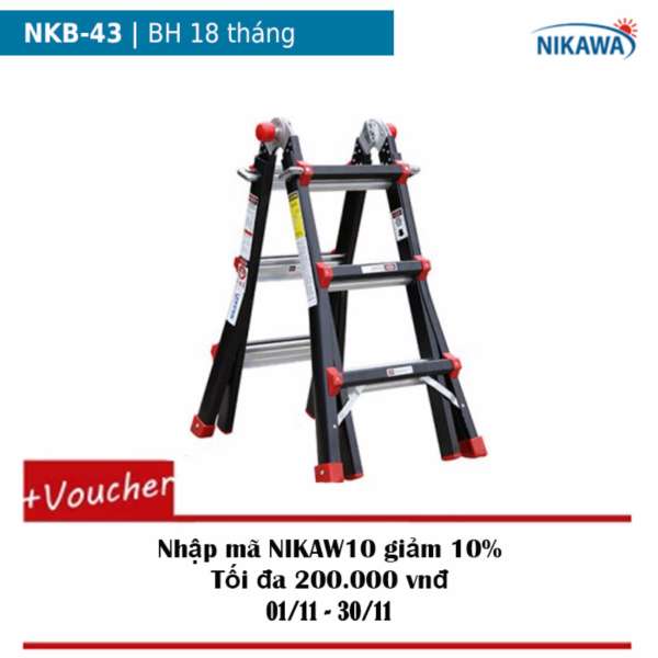 Thang nhôm gấp đa năng Nikawa NKB-43 (Đen phối cam)