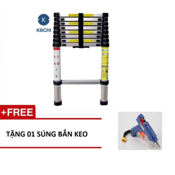 Thang nhôm rút gọn 2.9m Kachi + Tặng 01 súng bắn keo  (Kachi Việt Nam phân phối)