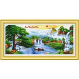 Tranh thêu chữ thập Lưu thủy sinh tài 02 TN2623-Ngọc Thịnh