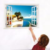 Tranh 3D dán tường cửa sổ - biển 60x90cm - 822Y