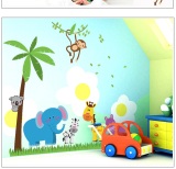Tranh dán tường 3D vườn thú cho bé