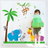 Tranh dán tường 3D vườn thú cho bé
