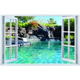 Tranh dán tường 3D cửa sổ hồ nước BINBIN CS73 ( 100cm x 200cm)