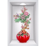 Tranh dán tường 3D VTC bộ ba bình hoa đẹp Binh_3D_007