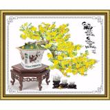 Tranh dán tường chậu mai bonsai trang trí Tết KT 100 x 80 cm
