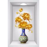 Tranh dán tường ô 3D bình hoa đẹp LoHoaDon_011 60 x 90 cm