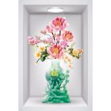 Tranh dán tường ô 3D bình hoa ngọc LoHoaDon_009 60 x 90 cm