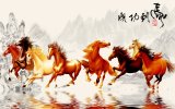 Tranh dán tường phong thủy 3d mã đáo thành công vtc lunatm-0073