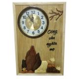 Tranh đồng hồ gỗ cha mẹ, tranh gỗ thư pháp , tranh gỗ sồi